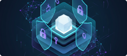 Isometric illustration of a crypto-agility hybrid handshake layer